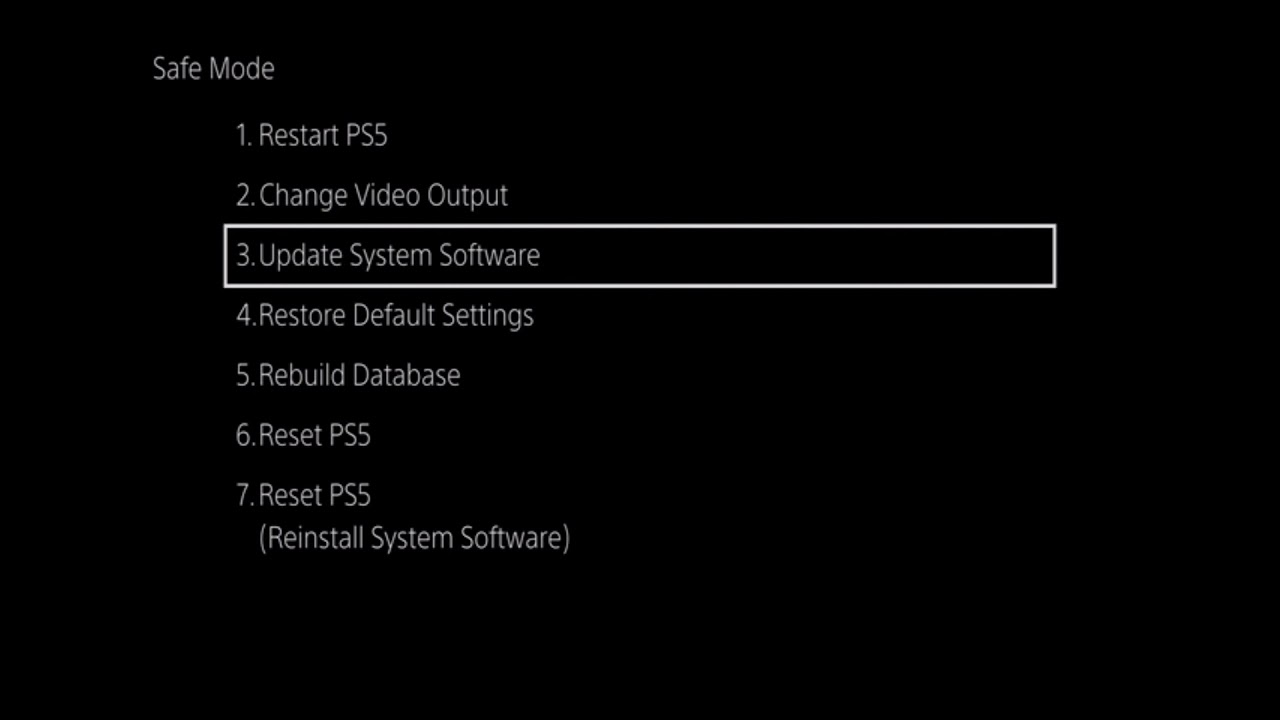 پاک کردن کش PS5 از طریق Safe Mode